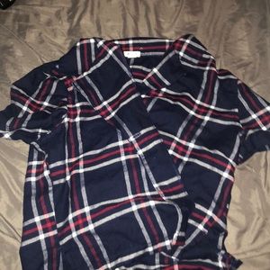 Garage plaid botton up crop top